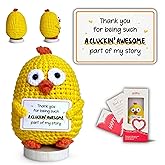 Gossby Handmade Positive Chicken Crochet - Thank You Gift for Women - Appreciation, Birthday, for Teacher, Coworker, Friend, Mom - Thank You for Being Such A Cluckin’ Awesome Part