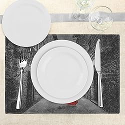 Ambesonne Black and White Place Mats Set of 4, Red