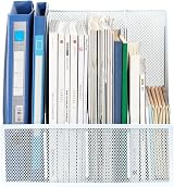 EasyPAG Desk Organizer White 4 Compartments A4 Magazine File Holder Mesh view 3