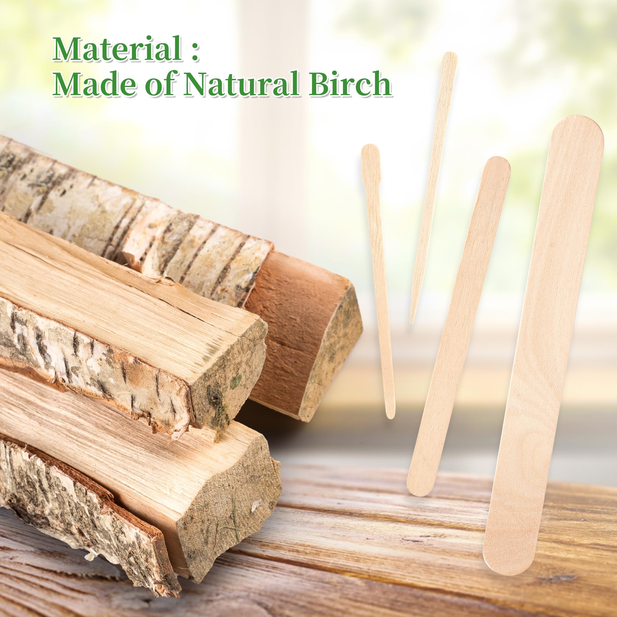 1000Pcs Waxing Sticks - 4 Style Assorted Wood Wax Sticks for Body Face Hair Removal, Eyebrow Lip Nose Small Waxing Applicator Sticks, Wax Spatula Applicator Wooden Craft Sticks
