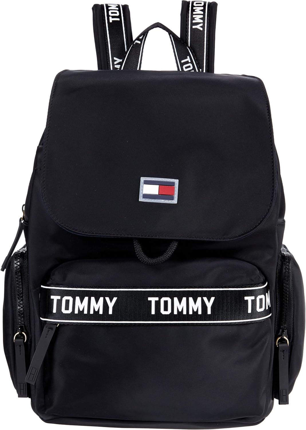 Buy Tommy Hilfiger Allie Flap Backpack Taping Smooth Nylon Black One