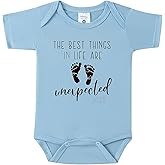 BIBIBLISSBABY The Best Things in Life Are Unexpected Pregnancy Announcement Bodysuit,Pregnancy Announcement Gift for Grandma