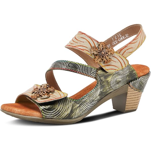 Amazon.com | L NEW SPRING FOOTWEAR women\'s sassyclass heeled sandal in beige multi main image 0