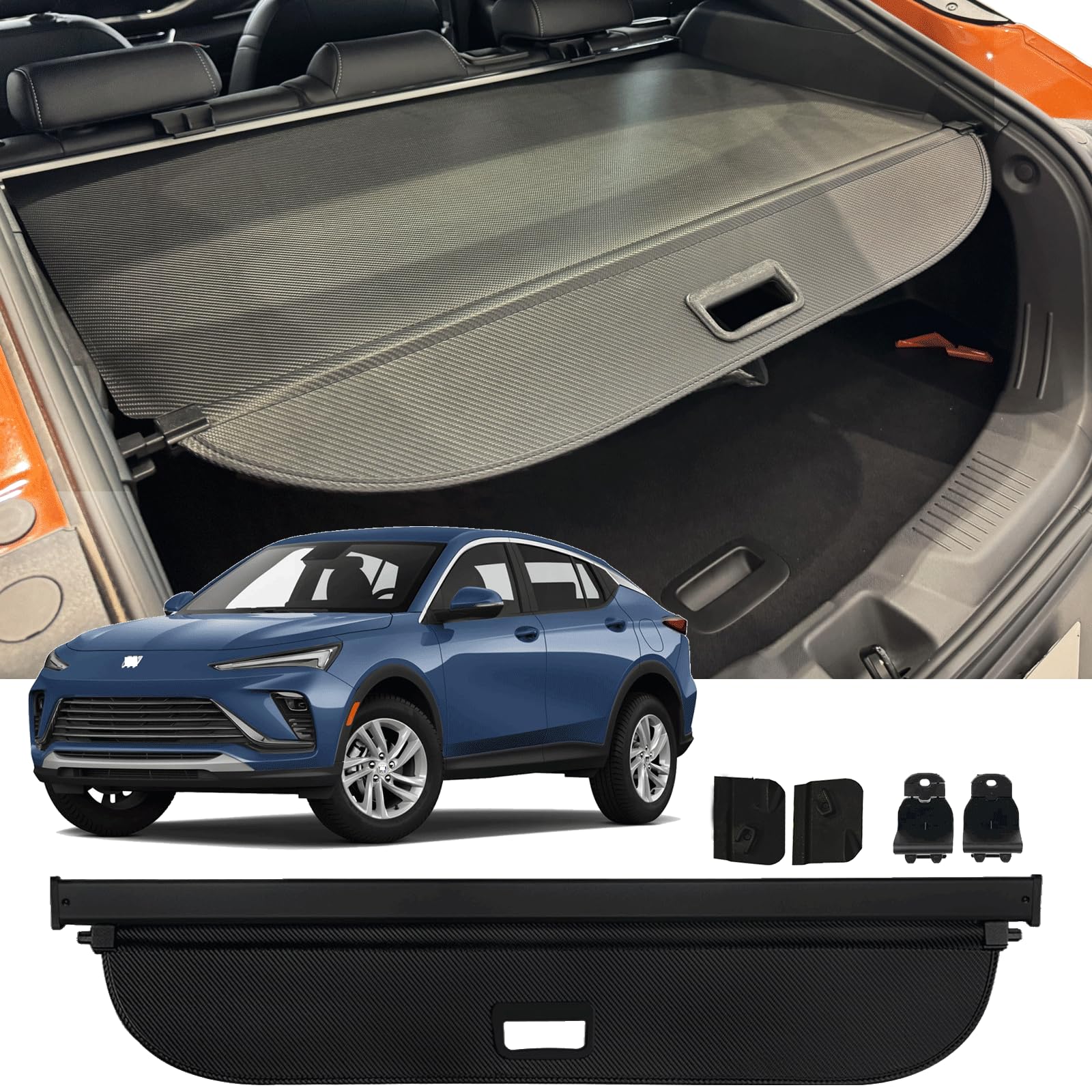 Photo 1 of AQAE Cargo Cover Compatible with Buick Envista 2024 Retractable Rear Trunk Cover Trunk Security Cover Shielding Shade Privacy Screen Cover Buick Envista Cargo Cover 2024 (Black/Carbon Fiber Texture)