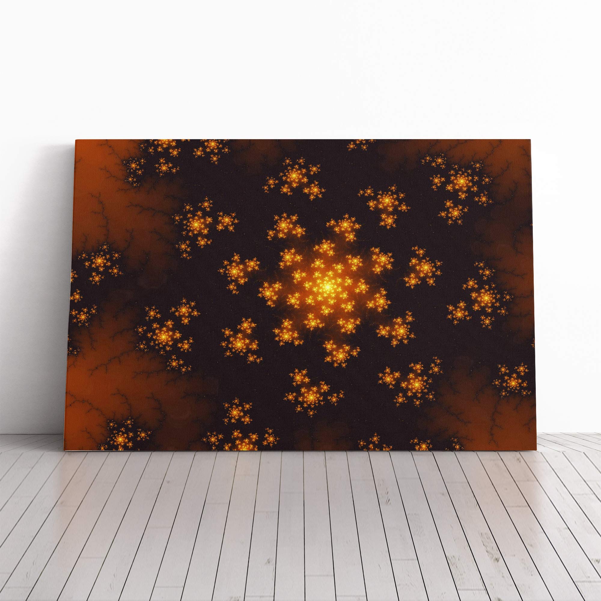 Orange Fractal Abstract (2) Canvas Print | Gallery Wrapped 30mm Frame Wall Art | 20x14 inches | Ready to Hang | Abstract Still Life Picture | Living Room Bedroom Lounge Office