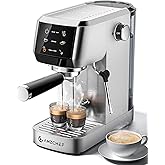 AMZCHEF Espresso Machine 20 Bar &ndash; Professional Coffee Maker with Milk Frother, Adjustable Temperature &amp; Pressure, Compact Stainless Steel Espresso Maker for Cappuccino, Latte, Mocha, 44oz Water Tank