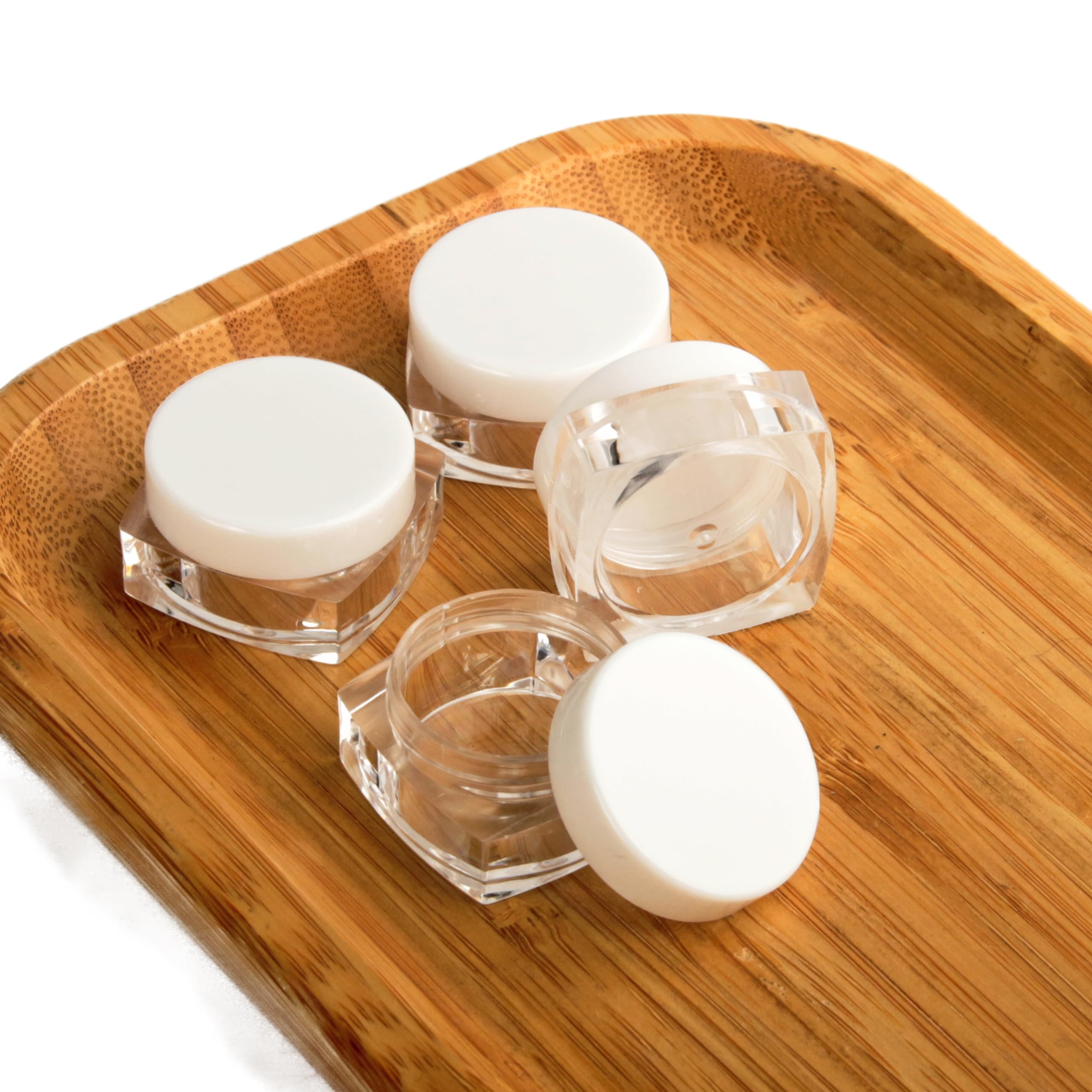 Photo 1 of 25pcs empty 5g clear Sqaure plastic jar small pot containers for makeup lip balm powder 0.17OZ tiny mini cream jars with white lids travel container bottles