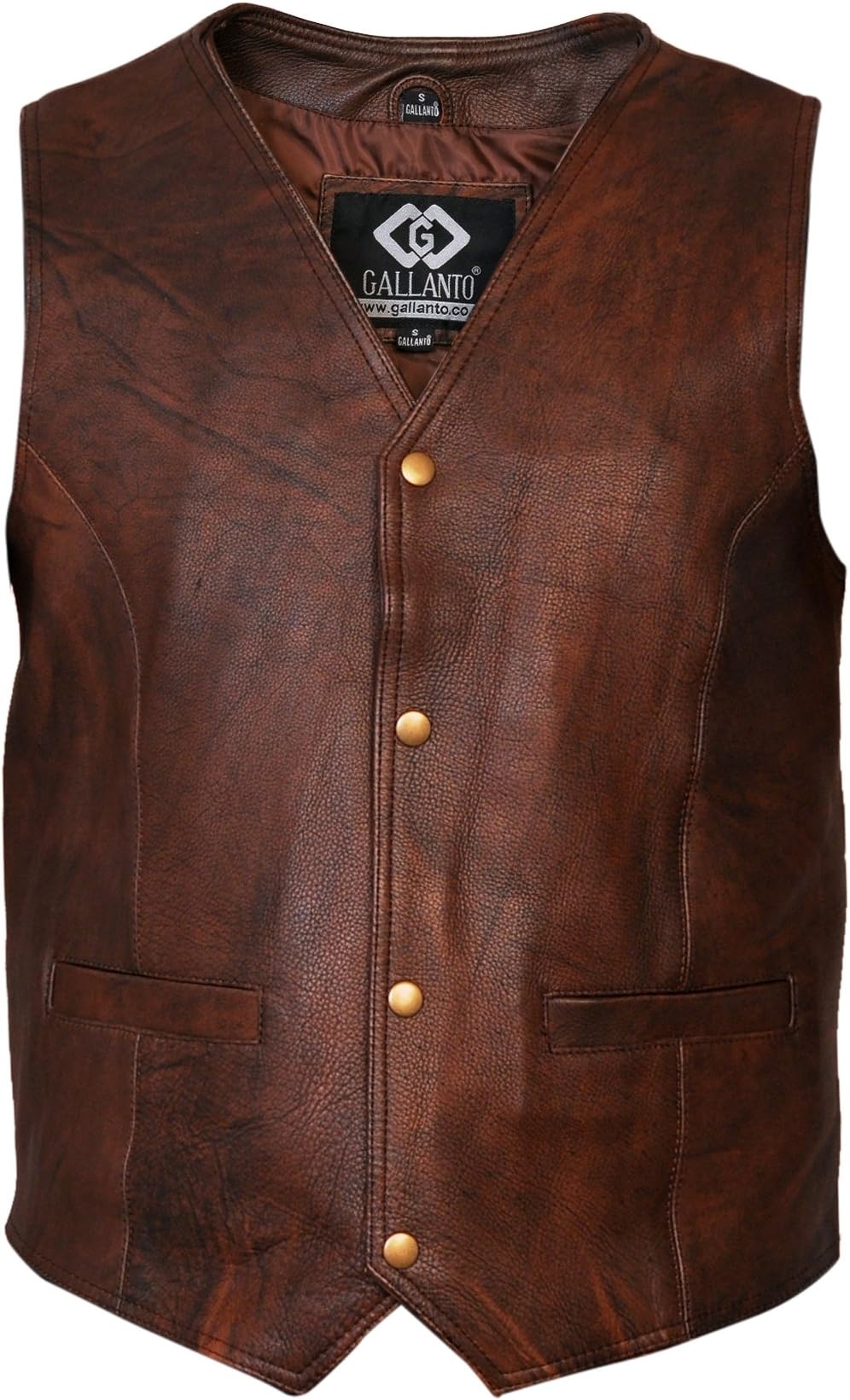 Vintage Brown Classic Mens Motorcycle Leather Waistcoat Vest Biker Leather Waistcoat - Leather Vest Men