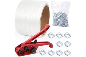 UPJIA FLARISH UpJiaFlarish Woven Cord Banding Strapping Kit - Pallet Strapping Kit Including Tensioner, Woven Cord Roll-3/4 Inch*328 Feet, 100pcs Steel Buckles, Reusable and Flexable Packaging