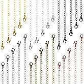 Hicarer 30 Pieces Stainless Steel Necklace Extender Chain Set Bracelet Anklet Chain for Necklaces Extender for Jewelry Making Extensions, 2.5, 3, 4, 5, 6 Inch, 6 Colors