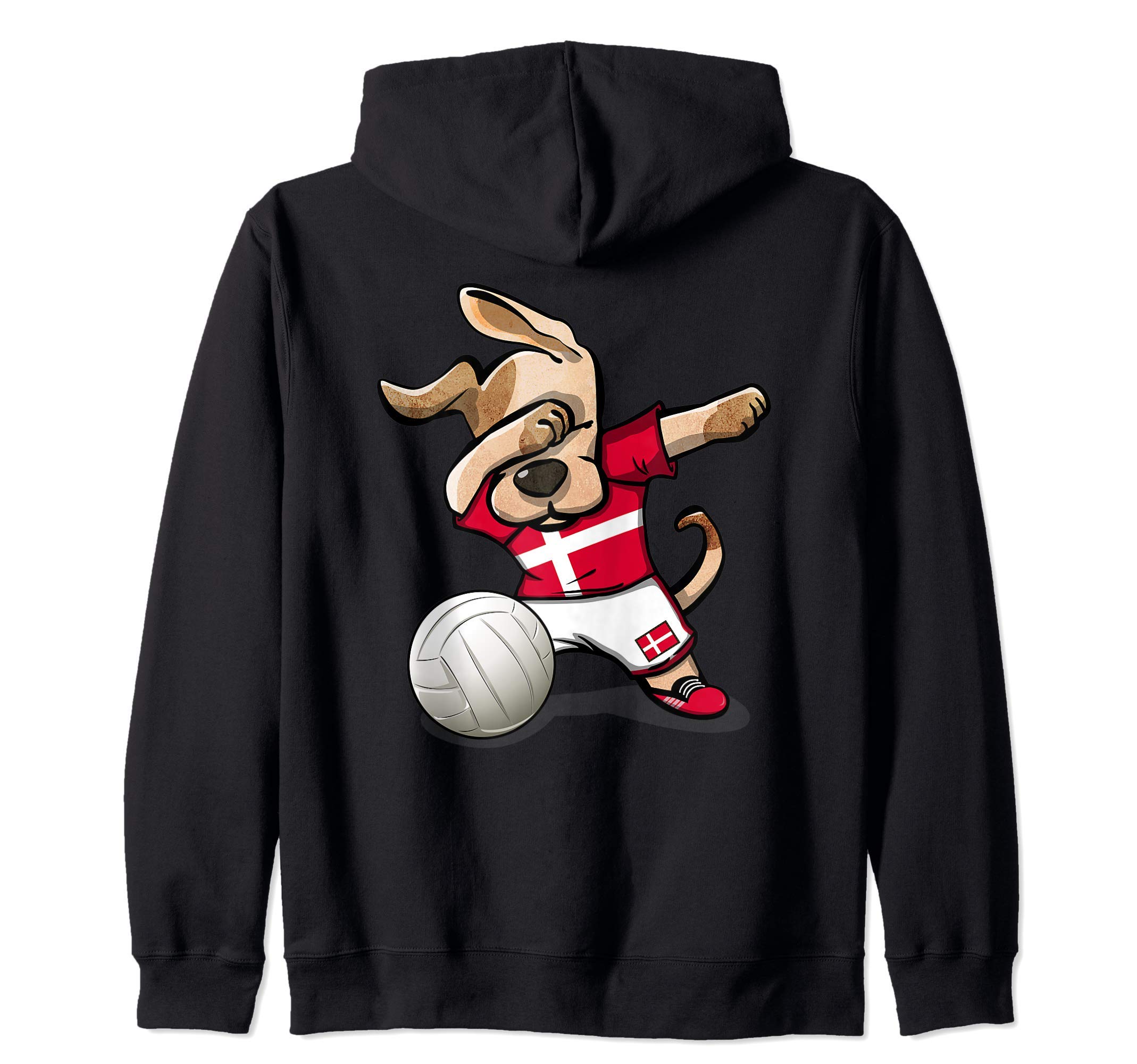 Cute Dabbing Dog Proud Denmark Volleyball Lovers Danish Flag Zip Hoodie