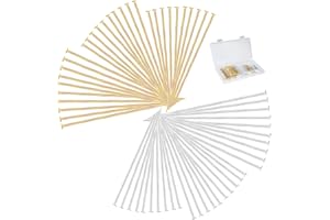 SUPTIZIZKZ 900 Pieces Head Pins for Jewelry Making, 30mm 40mm 50mm Flat Head Pins, Metal Straight Pins for DIY Craft Earring Bracelet Necklace Pendant Supplies (Gold, Silver)