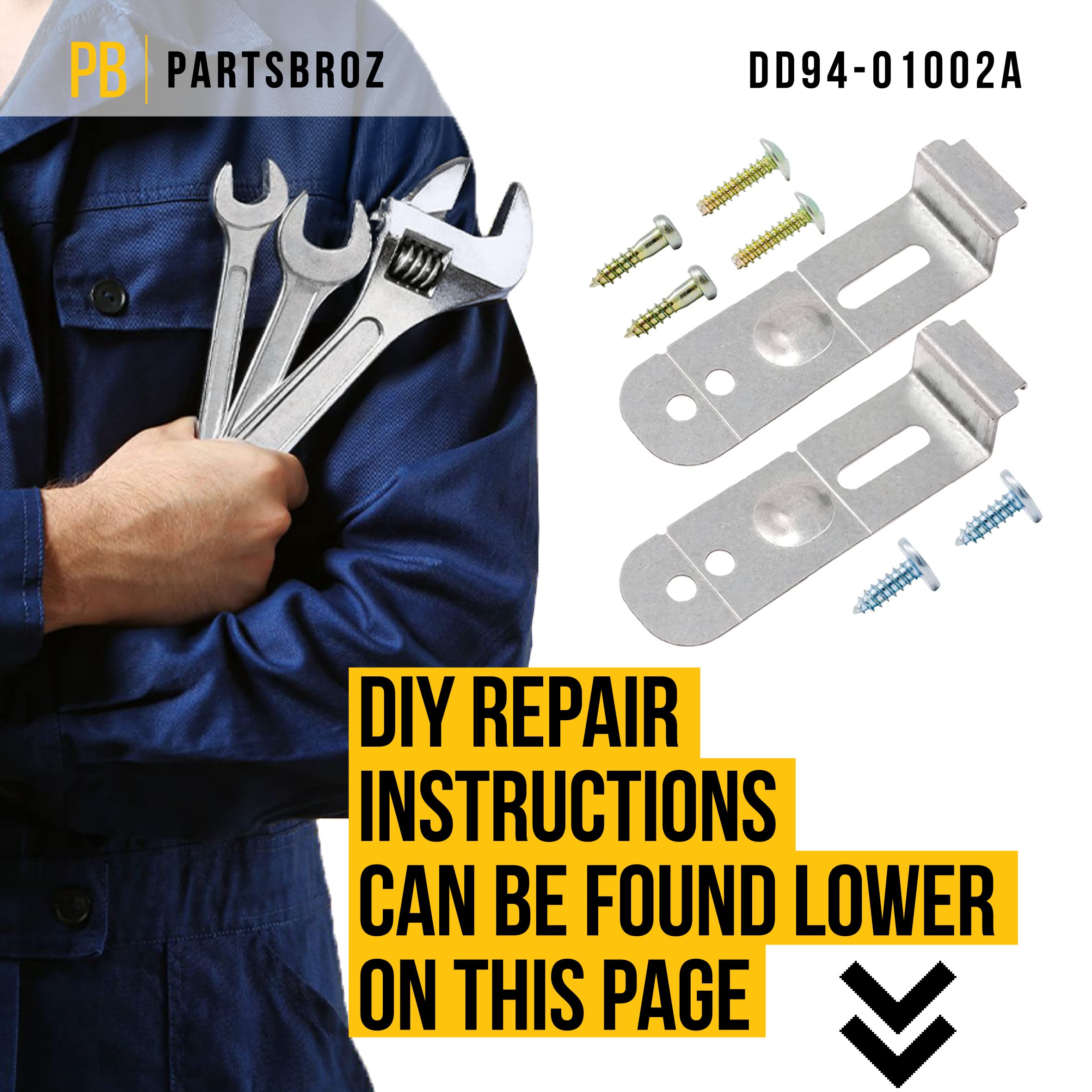 PartsBroz DD94-01002A Dishwasher Assembly-Install Kit Mounting Brackets - Compatible With Samsung - Replaces PS4222710 AP4450818 2077601 DW80R5060UG DW80R5060US