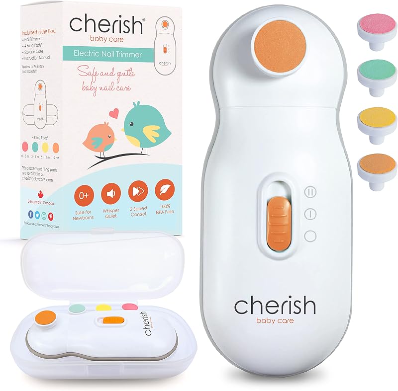 Cherish Baby Care Electric Baby Nail File with 4 Pads 0-12 Months Travel Case