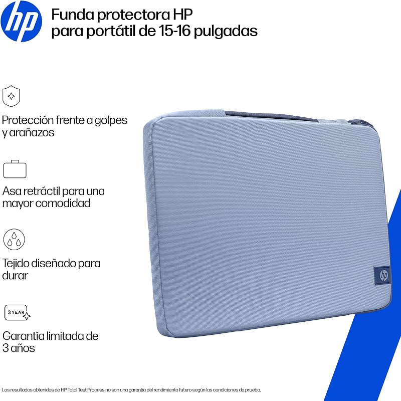 Capa protetora para portátil de 15-16 polegadas, almofadada à prova de choques, 600D resistente à água, com pega retrátil e bolso para acessórios, compatível com portátil até 16", cor azul claro