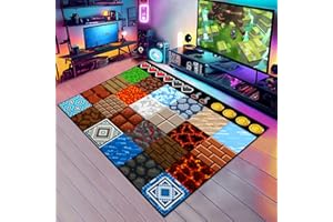 CHOOSMILE Game Rug Teen Boys Carpet with Pixel Game Element Decoration, 8 Bit Old Game Rugs for Boy’s Bedroom Living Room Playroom, Non-Slip Children Gaming Area Rugs (70" x 55")