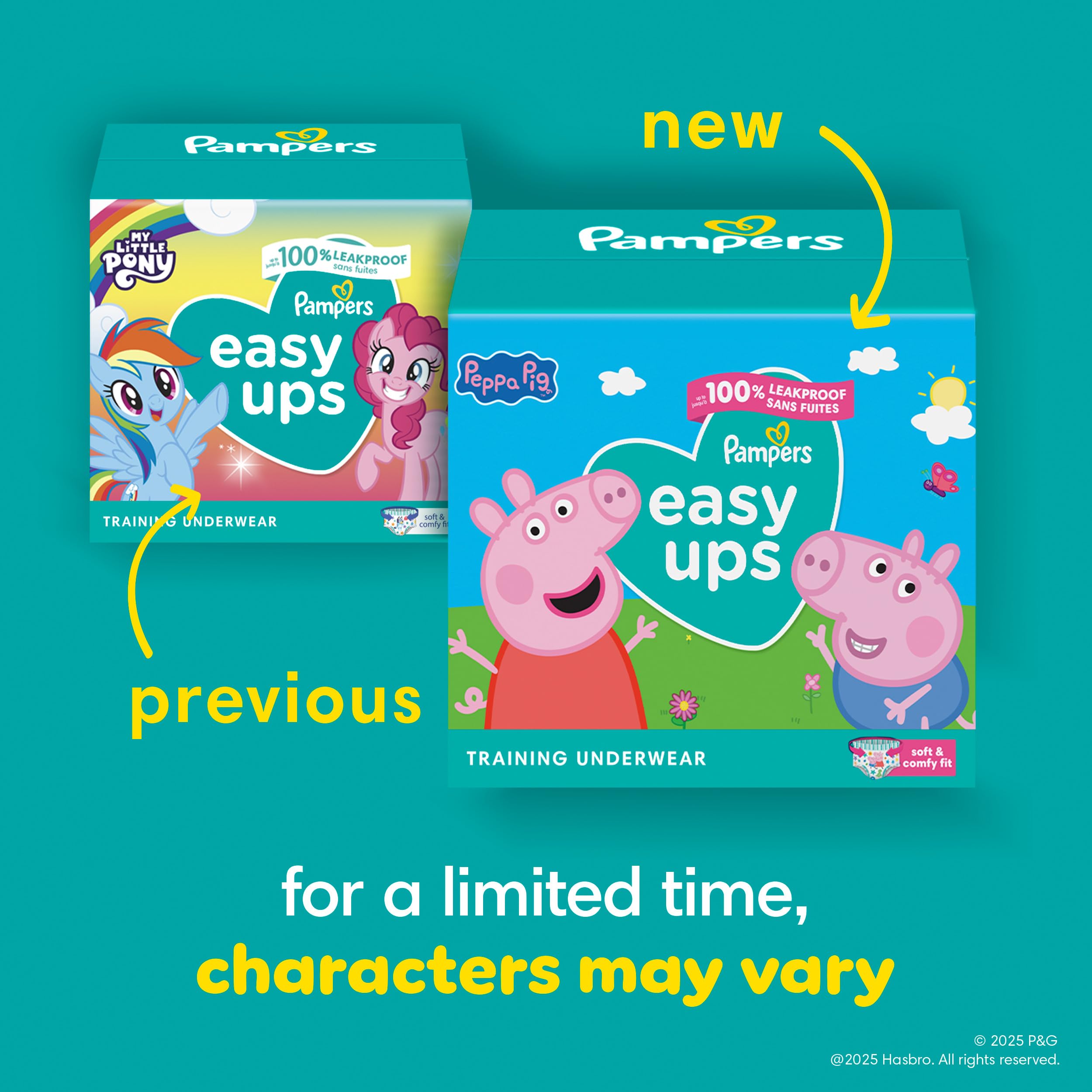 Pampers Training Pants - Easy Ups Girls & Boys - Size 3T-4T, 124 Count, My Little Pony Potty Underwear (Packaging May Vary)
