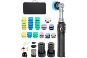 Aiment Mini Polisher w/ 2 Batteries, Cordless Polisher Small Buffer Car Detailing Kit for Vehicle Corner Polishing Paint Correction, 6 Speeds 2000-5000RPM Micro Car Polisher, 1.2 & 2-Inch
