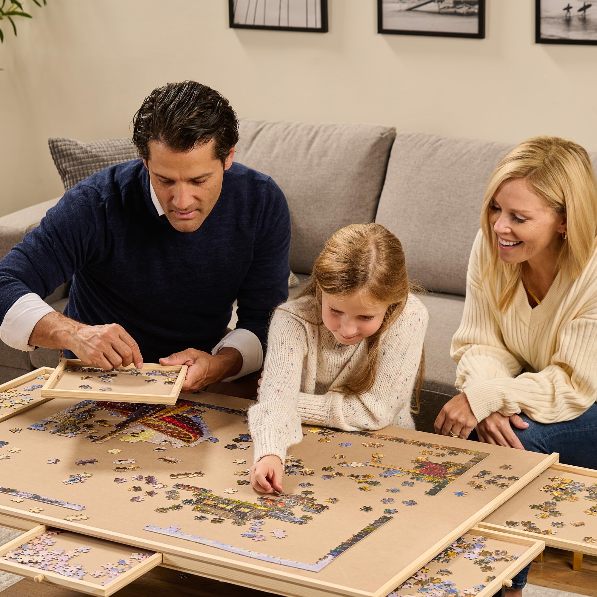 2000 Pieces Rotating Puzzle Board with 6 Storage Drawers & Protective Cover - Wooden Jigsaw Puzzle Table for 2000 Pieces - for Family Games, Home Entertainment & Puzzle Building