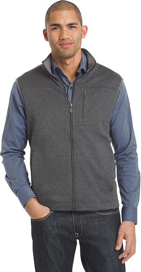 Van Heusen Men's Traveler Solid Full Zip Vest, Grey Heather, Large at Amazon Menâs Clothing store