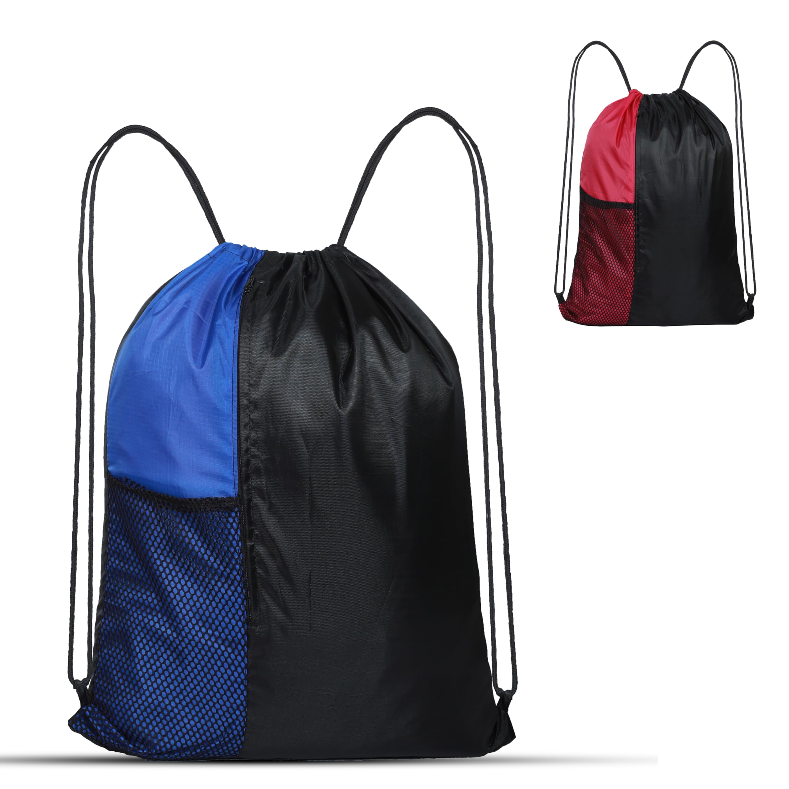 HHH Drawstring Bag Boys Girls Kids Swim Gym Sack Dance PE Shoe Sport Backpack (Red Blue)