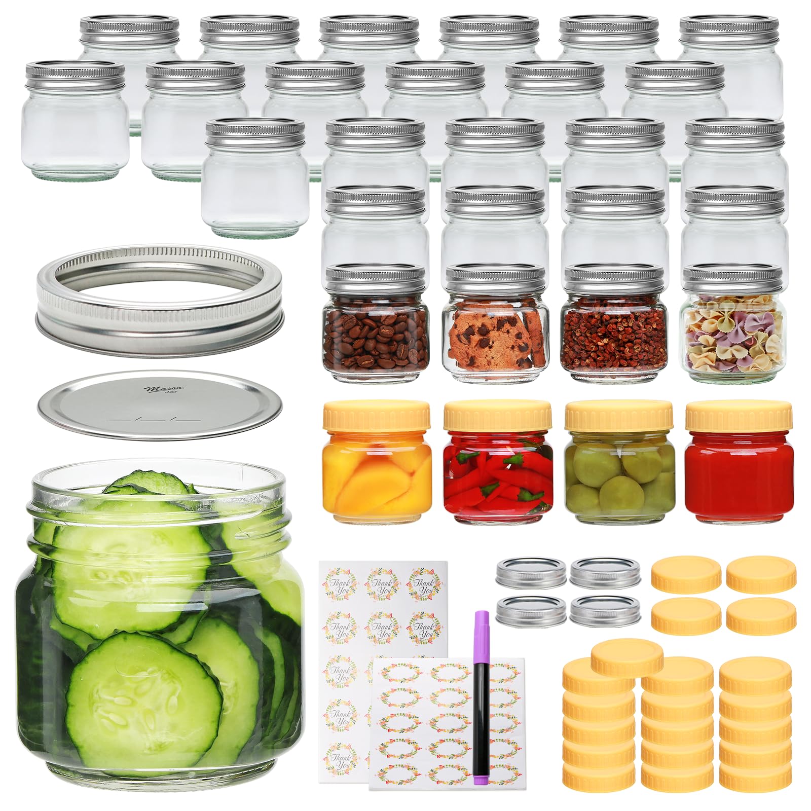 Photo 1 of Salzesfalls 30 Pack 8oz Mason Jars with Lids,Half Pint Canning Jars,Small Glass Canning Jars,Samll Mason Jars for Jam, Honey,Candy,Spice