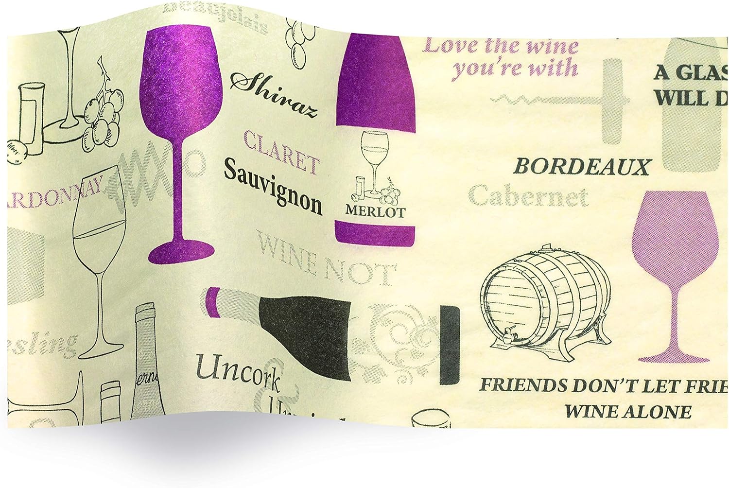 SatinWrap Luxury Printed Tissue Wrapping Paper Wine Not 5 Sheet