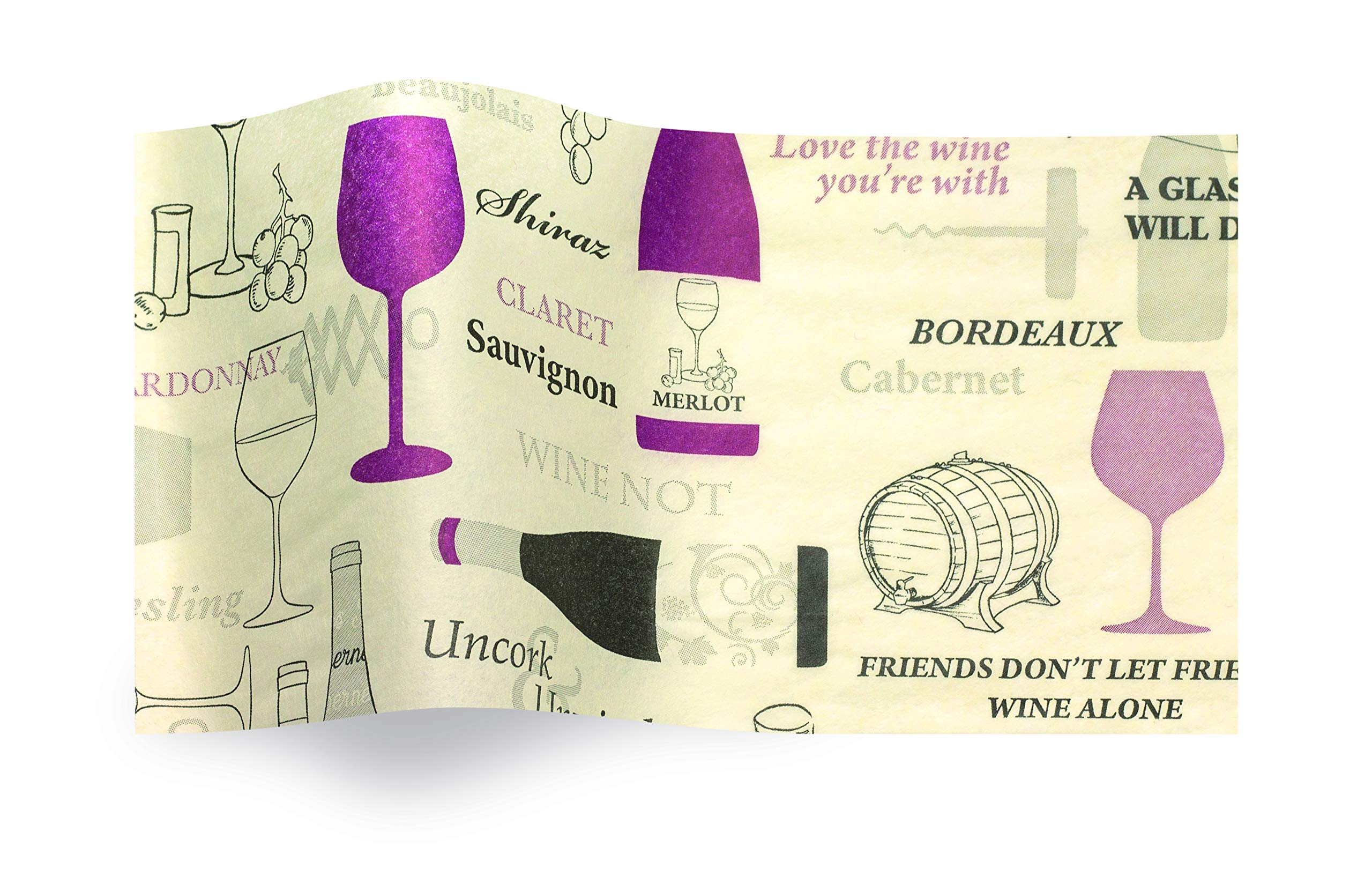 SatinWrap Luxury Printed Tissue Wrapping Paper Wine Not 5 Sheet