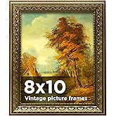 BSRHOME 8x10 Vintage Picture Frames Gold, Antique Picture Frame,Gold Frames for Wall Decor, 1 Pack Ornate Picture Frame