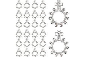 BRILUCKY Finger Rosary Ring,Pocket Rosary Bulk Rosaries Pack of 24,Catholic Rings for Men Women,Cross Prayer Ring,Small Rosary for Baptism Favors for Guests,Christian Baby Shower Quinceanera,Funeral Party
