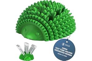 Schaller Industries Test Tube Rack – Vertical Storage Tube Organizer for 13mm - Test Tube Holder Rack and Vial Holder – Glass Tube Drying Rack, Fun Hedgehog Design - Holds 12 Tubes - Light Green