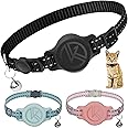 Kitty Kompass Tile Sticker Holder Cat Tracking Collar - Breakaway, Reflective Kitten Collar with Tile Sticker Holder and Bell