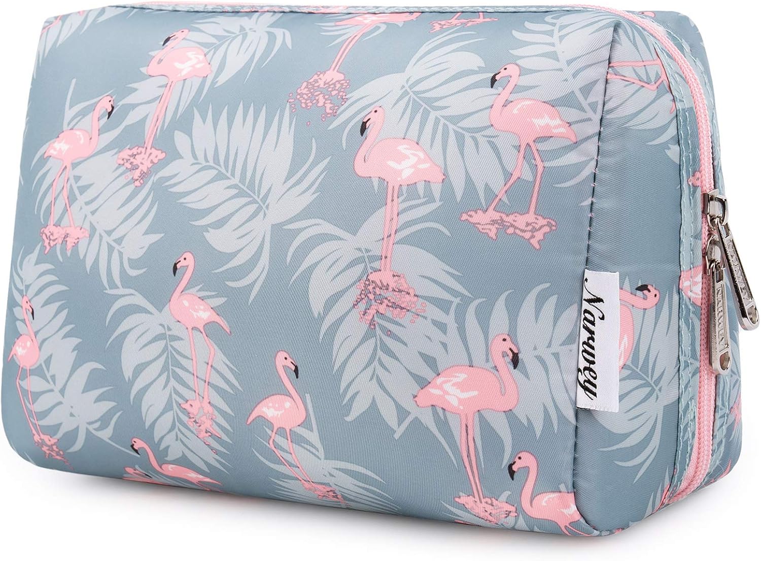 Large Makeup Bag Zipper Pouch Travel Cosmetic Organizer for Women (Flamingo, Large), Beige
