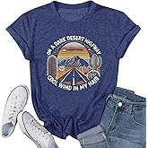 Road Trip Graphic Tees for Women Desert Cactus Highway Vintage Tees