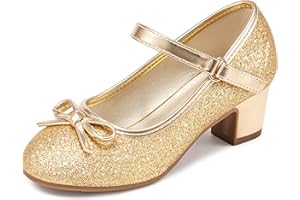 Osinnme Girls Dress Shoes Princess Shoes Sparkle Toddler High Heels Wedding Party Prom Footwear Cute Flower Mary Jane Pumps for Little Kids