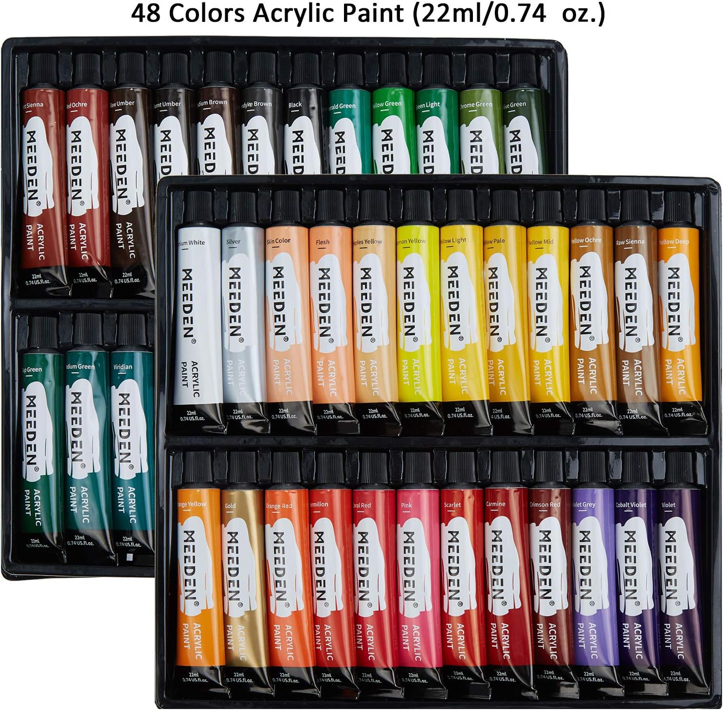 MEEDEN Acrylic Paint Set with Beech Wood Table Easel, 72-Piece Painting Set Includes 48×22ML Acrylic Paints, Paintbrush Set, Canvas, Pad and More, Art Paint Supplies for Artists, Students and Kids