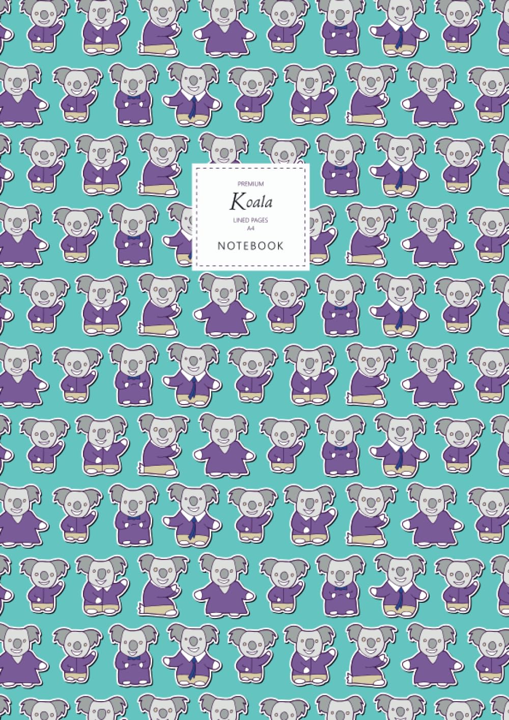 Koala Notebook - Lined Pages - A4 - Premium: (Turquoise Edition) Fun notebook 192 lined pages (A4 / 8.27x11.69 inches / 21x29.7cm)