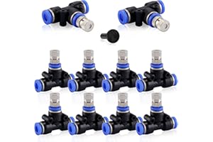 Mornajina 10Packs Brass Misting Nozzles Tee for Outdoor Cooling System, 1/4" Water Mister Nozzles Thread Sprayer 0.016" (0.4 mm) 10-24 UNC
