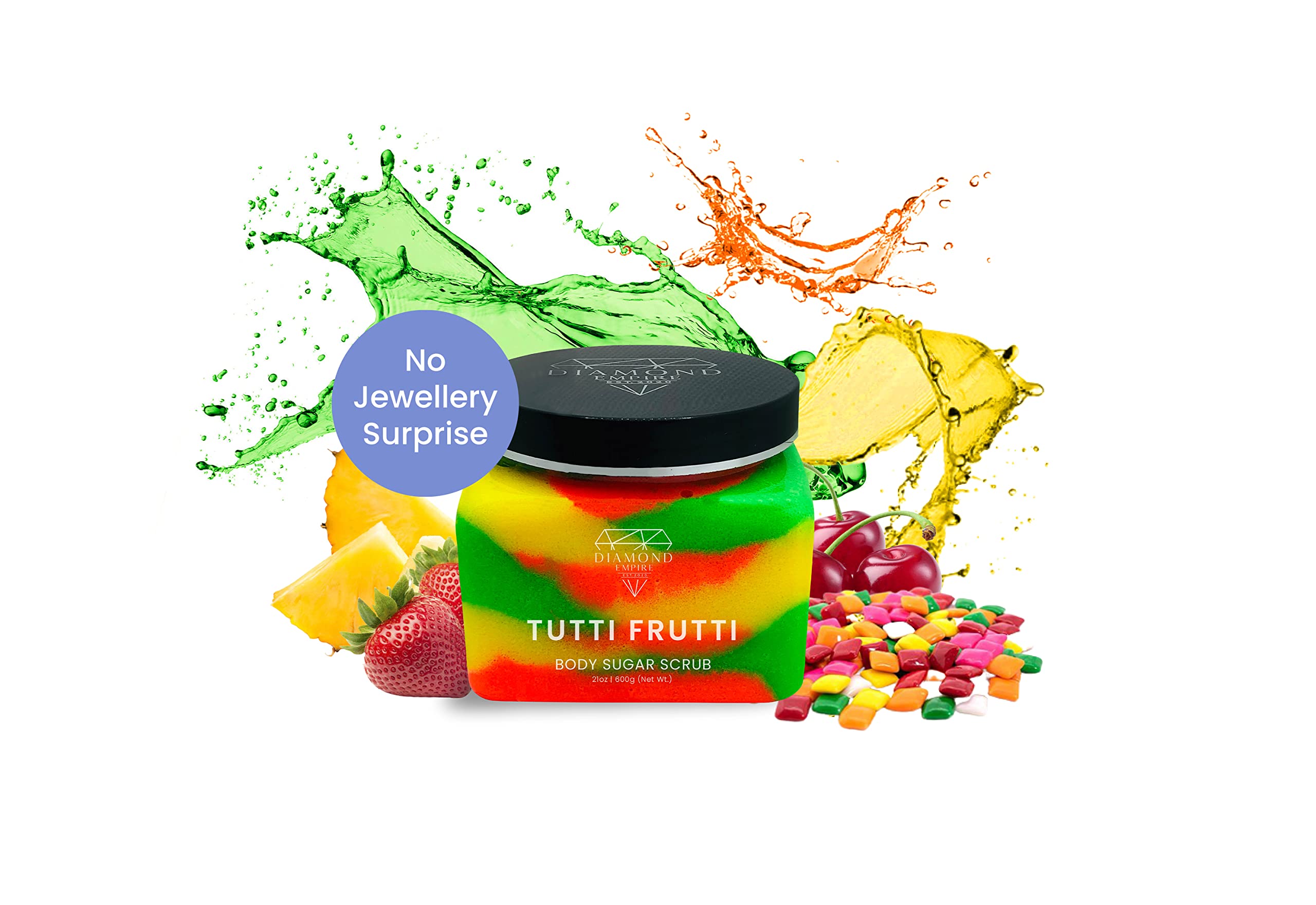 Diamond Empire Organic Tutti Frutti Body Sugar Scrub without Surprise Jewellery Inside (without Jewellery)