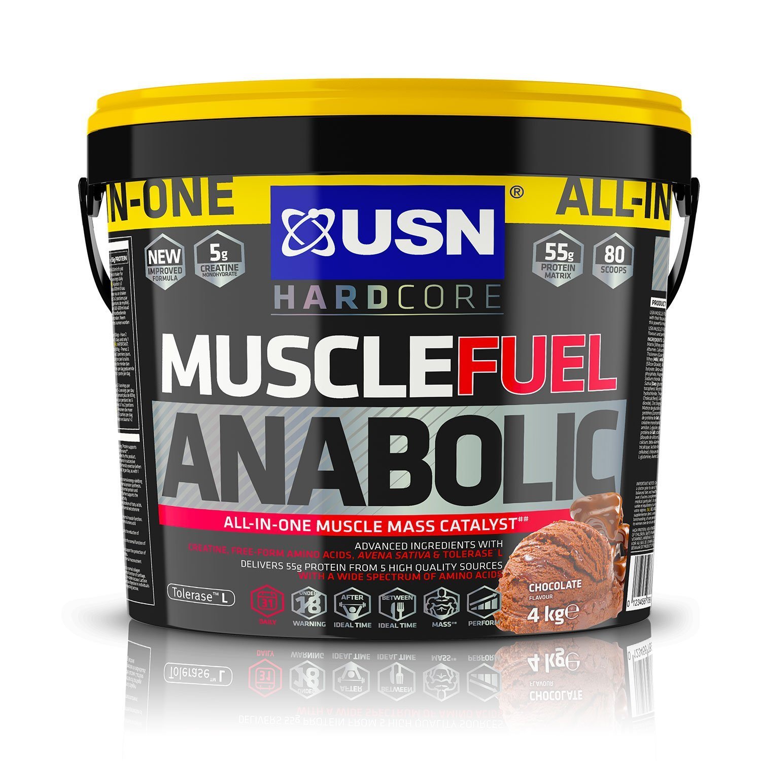 USN Muscle Fuel Anabolic Chocolate All-in-one Protein Powder Shake (4kg): Workout-Boosting, Anabolic Protein Powder for Muscle Gain