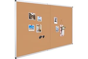 VIZ-PRO 72" x 48" Large Cork Bulletin Board, Foldable & Wall-Mounted Notice Pin Board with Silver Aluminum Frame, for School 