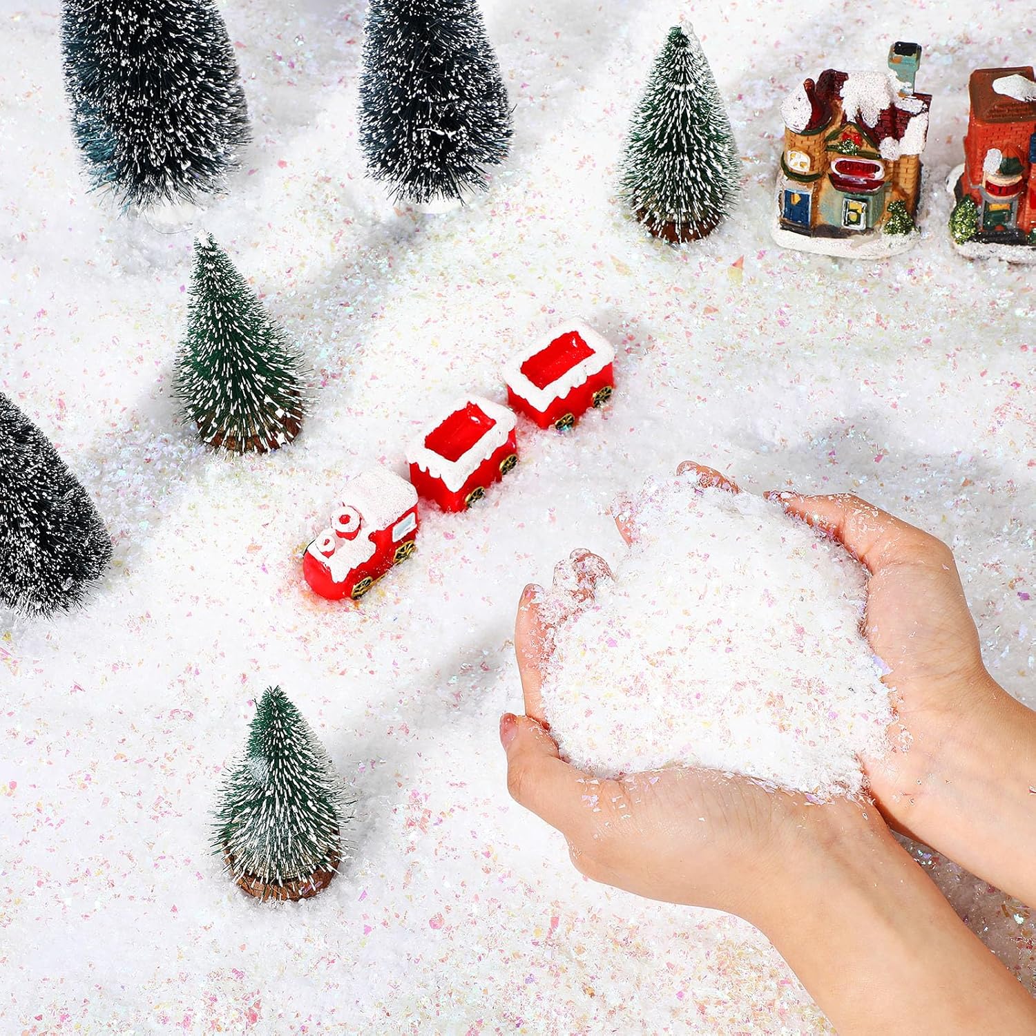 Artificial Snow - Poen 14 Pack Christmas Artificial Snow Christmas Twinkles Fake Snow Decoration Craft Snow Powder Filler for Christmas Party Display Village Decoration Supplies,made from Irregular Flakes of Pet, 300 G