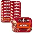 King Oscar Premium Sardines in Zesty Tomato Sauce, 3.75 Ounce Cans (Pack of 12), Wild Caught Canned Sardines