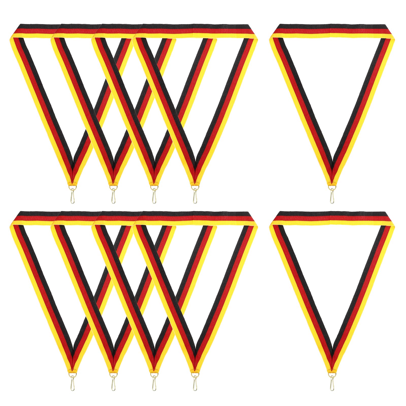 PATIKIL Award Neck Ribbons with Snap Clips, 10 Pcs Polyester Striped Medal Lanyards Ribbon for Competitions Sports Meetings Sports Party, Black Red Yellow