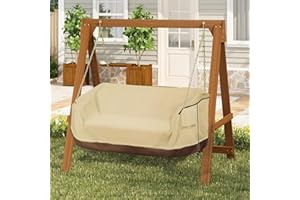 Aurragiy Hanging Porch Swing Cover Outdoor Swing Cover Waterproof 420D Oxford Fabric Hammock Swing Chair Cover Replacement Patio Furniture Cover-61x28x(35-28)’’ (Beige)