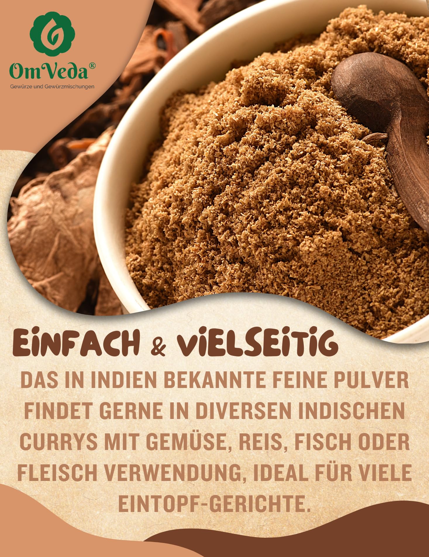 BIO Garam Masala Gewürzmischung 150g | Aromatische Premium Gewürzmischung für Currys, Eintöpfe, Chutneys, Marinaden | Fein gemahlen, ohne Salz | Vegan, glutenfrei, ohne Zusatzstoffe | OmVeda 5