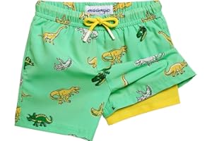 maamgic Boys Swim Trunks with Compression Liner Toddler Stretch Swim Shorts