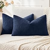 MIULEE Navy Couch Pillow Covers 12x20 Inch, Set of 2 Soft Chenille Decorative Lumbar Throw Pillow Covers Farmhouse for Sofa Living Room Bed