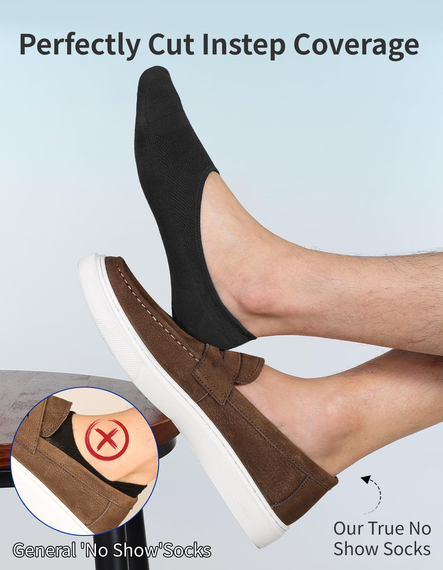 CLOSEMATE 6 Paar Füßlinge Herren mit rutschfestem Silikon, EU 43-46 3