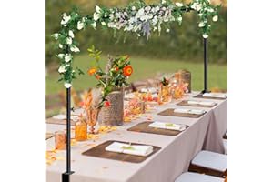 SKOIENY Over The Table Rod Stand with Clamps, Adjustable Table Arch 28"-98" Length, 13"-42" Tall, Table Balloon Arch Stand for Father's Day, Wedding, Birthday, Halloween, Craft, Party Decoration, Black